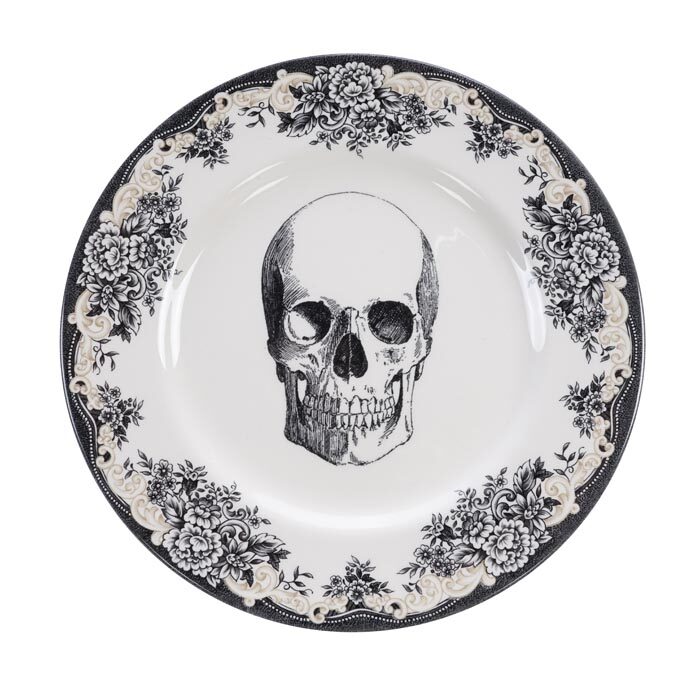 Assiette noire / Blanc - Skull Design - 28 x 2.3 cm