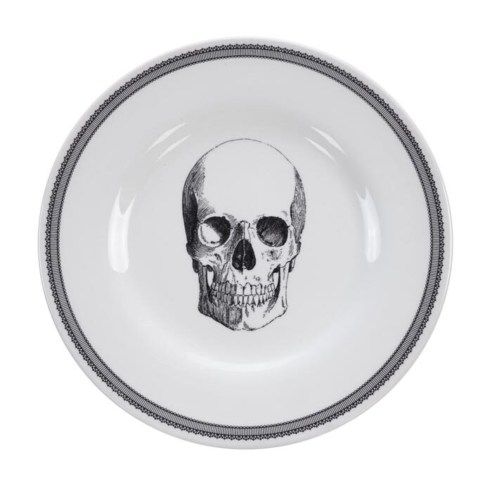 Assiette noire / Blanc - Skull Design - 21 x 2 cm