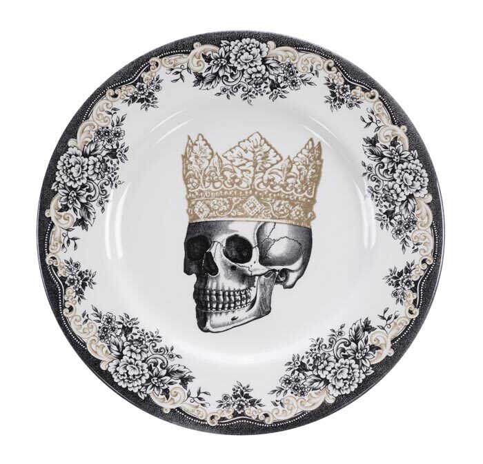 Assiette noire / Blanc - Skull Design - 28 x 2.3 cm