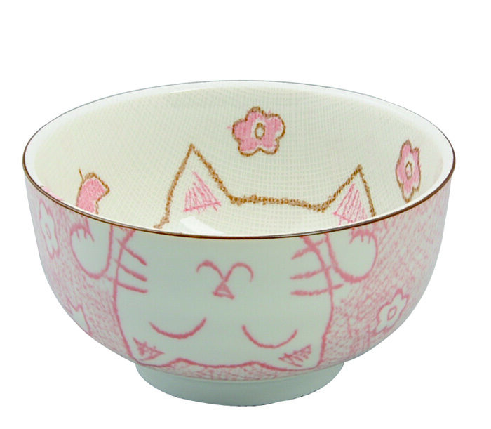 Bol Rose - Chat Kawai - 12,7 x 7 cm