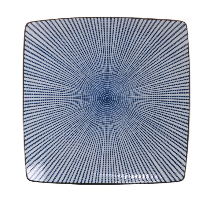 Assiette carrée Bleu / Blanc - Sendan Tokusa - 18,8 x 18,8 cm