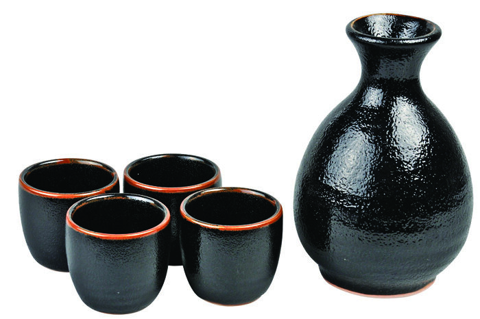 Ensemble de saké Yuzu noir / orange de 4 - 4,2 x 13 cm 250 ml