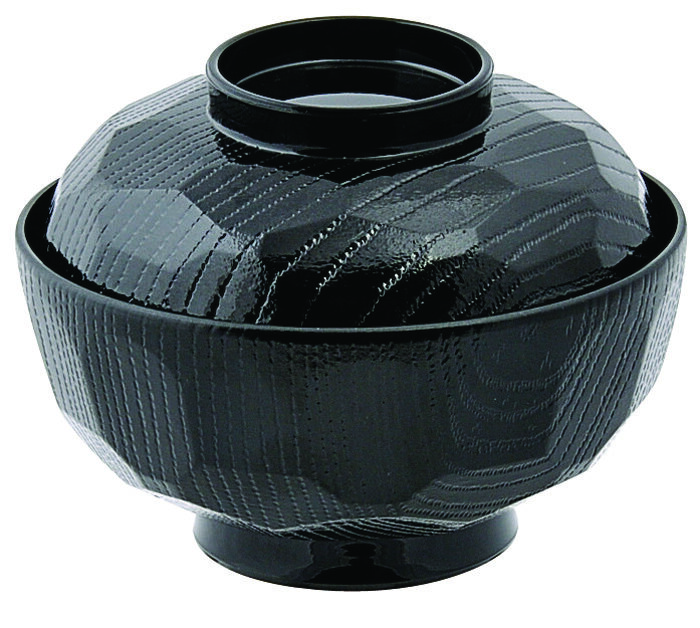 Bol noir avec couvercle - Laque - 12 x 9,5 cm 300 ml