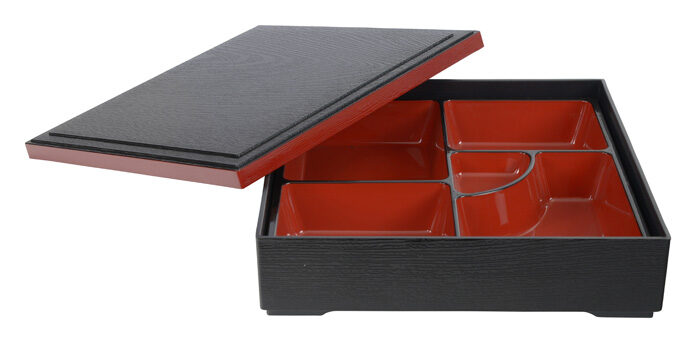 Boîte à Bento Noire / Rouge - Laque - 25.5 x 25.5cm