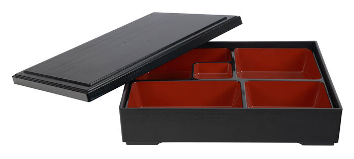 Boîte à Bento Noire / Rouge - Laque - 27,5 x 21,5 cm