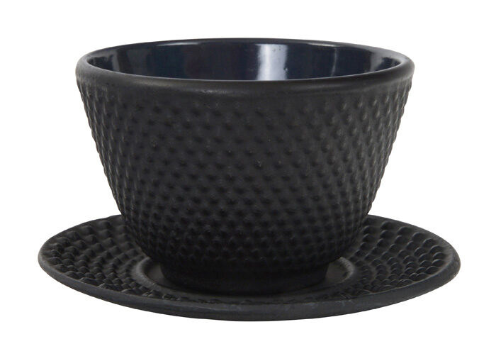 Tasse à thé noire avec soucoupe - 7 x 5.5 cm 120 ml