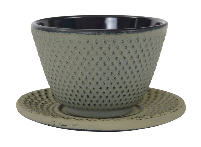Tasse à thé grise avec soucoupe - 7 x 5.5 cm 120 ml