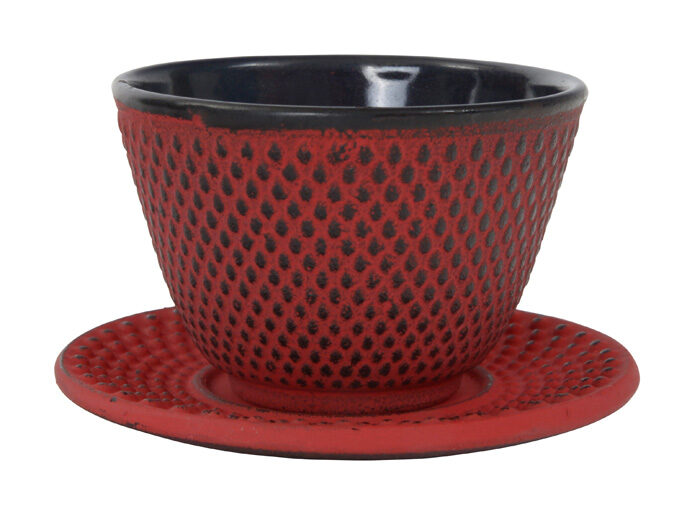 Tasse à thé rouge avec soucoupe - 7 x 5.5 cm 120 ml