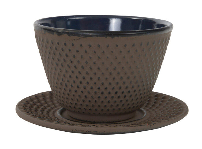 Tasse à thé marron avec soucoupe - 7 x 5,5 cm 120 ml