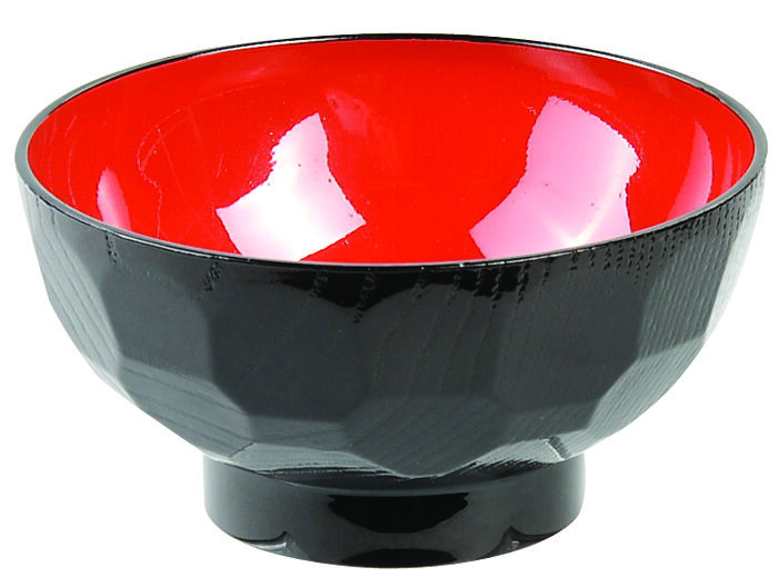 Bol noir / rouge - laque - 11,5 x 6 cm