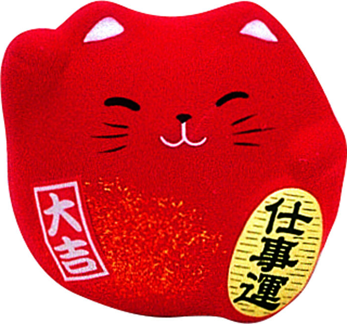 Figure de chat porte-bonheur rouge - 5,5 cm