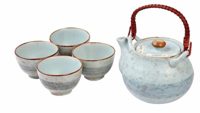 Service à thé vert menthe avec théière et 4 tasses - Soshun - 16 x 14 x 11cm 700ml