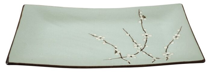 Assiette rectangulaire vert menthe - Soshun - 35 x 19 cm