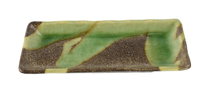 Assiette carrée noire / verte - grandes assiettes - 19,3 x 9,4 cm