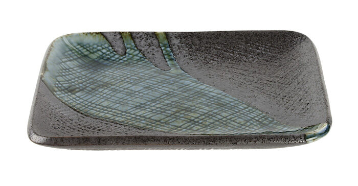 Assiette Carrée Noir / Bleu - Grande Assiette - 14,5 x 12 cm
