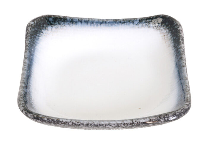 Assiette carrée gris / blanc - Tajimi - 14 x 14 x 3,5 cm