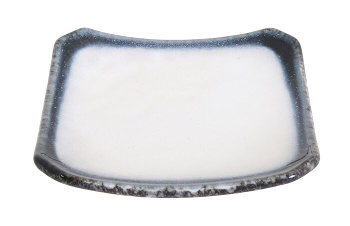 Assiette carrée grise / Blanc - Tajimi - 14,5 x 14,5 x 2 cm