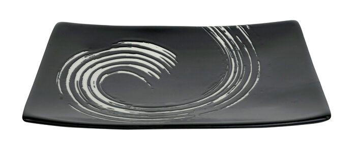 Assiette noire / Blanc - Maru noir - 20,5 x 14 cm