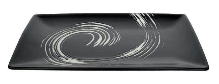 Assiette noire / Blanc - Maru noir - 27 x 16,5 cm