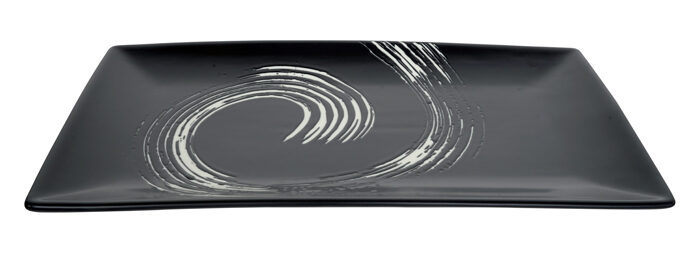 Assiette noire / Blanc - Maru noir - 34 x 19 cm
