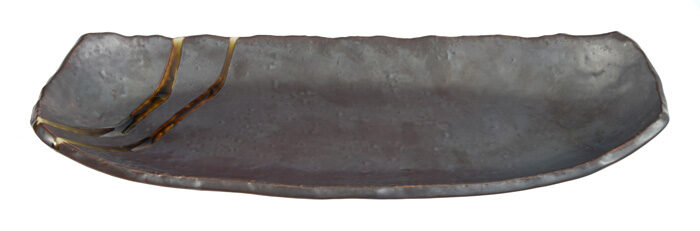 Assiette Rectangulaire Noire / Marron - Grande Assiette - 37 x 15 cm