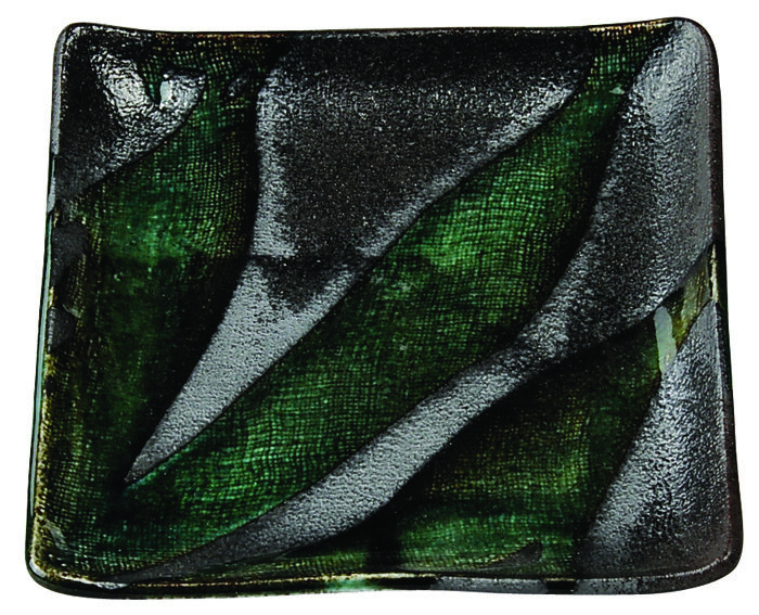 Assiette carrée vert / gris - Série gris verdâtre - 18 x 18 cm
