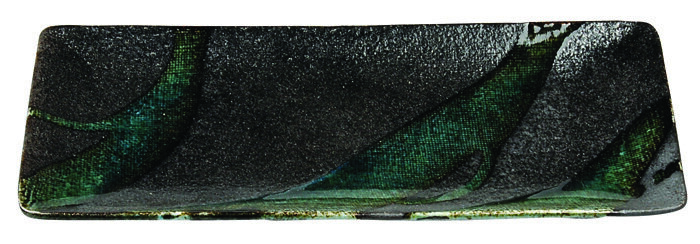 Assiette rectangulaire verte - Oribe vert - 28,5 x 12,5 cm