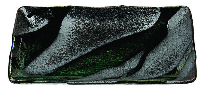 Assiette rectangulaire Vert / Gris - Série Vert Gris - 21 x 13 cm