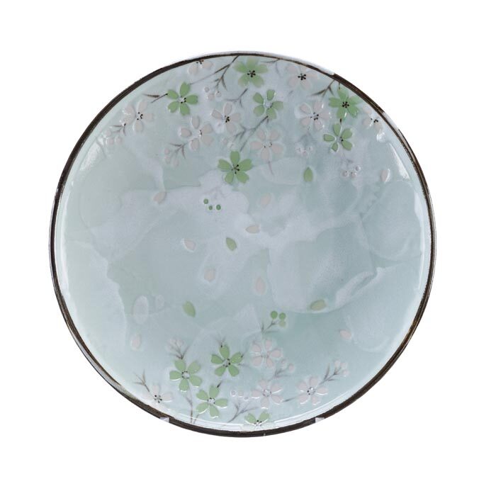Assiette verte menthe - Cosmos vert - 25,5 cm