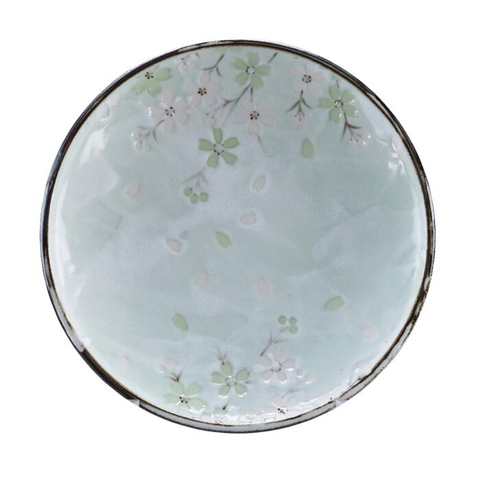 Assiette verte menthe - Cosmos vert - 19,5 cm
