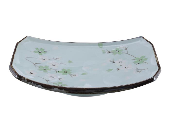 Assiette carrée vert menthe - Cosmos vert - 22 x 15 cm