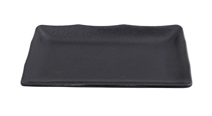 Assiette rectangulaire noire - mélamine - 20,7 x 13 x 2,8 cm
