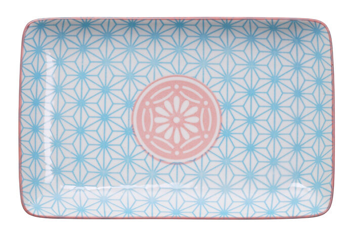 Assiette Rectangulaire Bleu / Rose - Star Wave - 21 x 13,5 cm