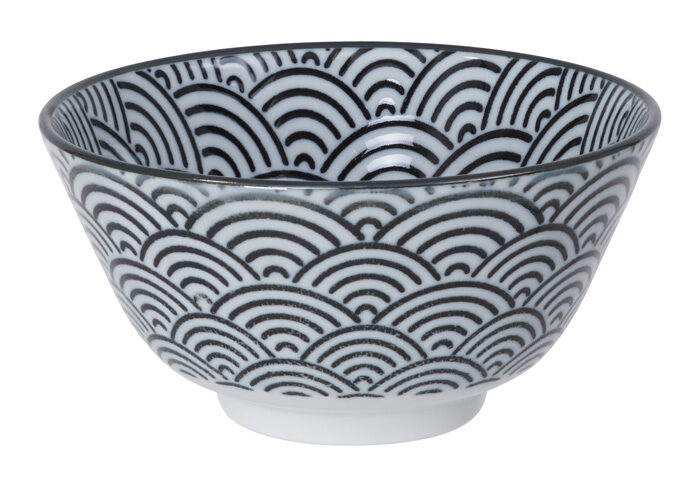 Bol Noir / Blanc avec Vagues - Nippon Noir - 12 x 6,4 cm 300 ml