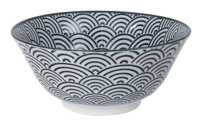Bol Noir / Blanc avec Vagues - Nippon Noir - 15,2 x 6,7 cm 500 ml