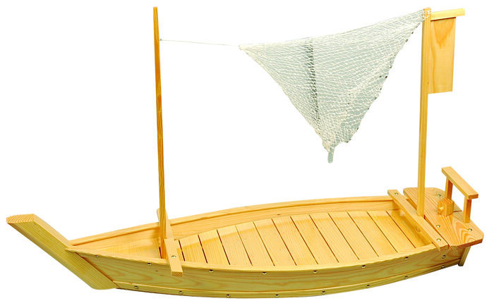 Bateau à sushi en bois - articles en bois - 120 x 38 cm
