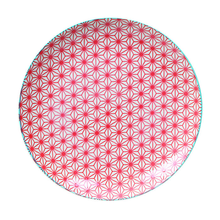 Assiette rouge / Bleu - étoile étoilée - 25,7 x 3 cm