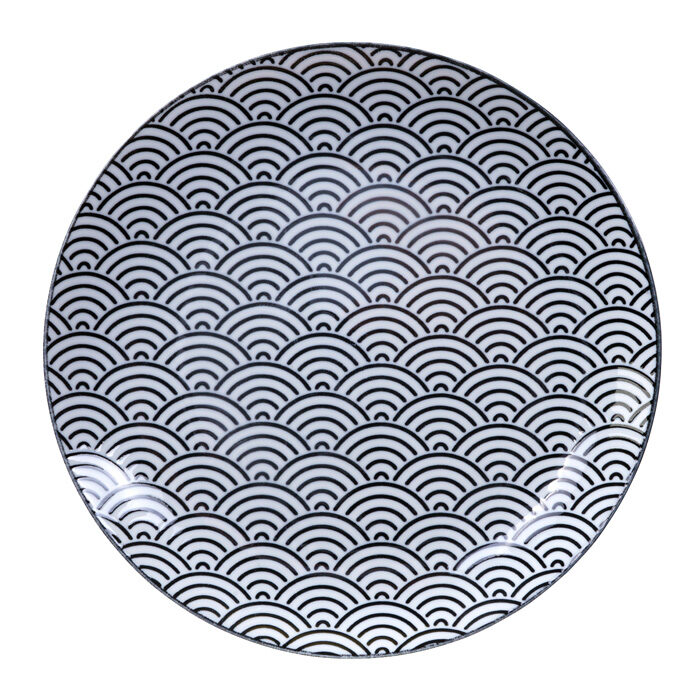 Assiette Noire / Blanc Wave Nippon Noir - 25,7 x 3 cm