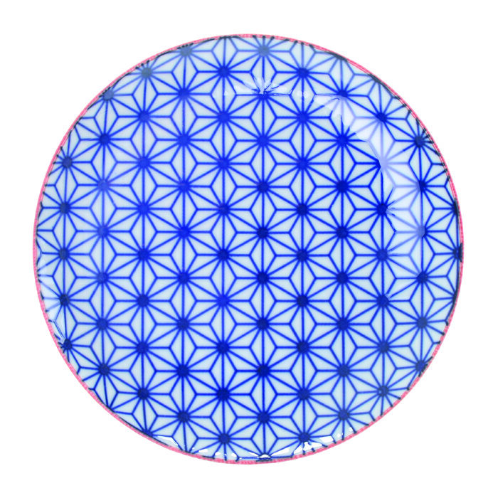 Assiette bleu / rose - étoile étoilée - 16 x 2 cm