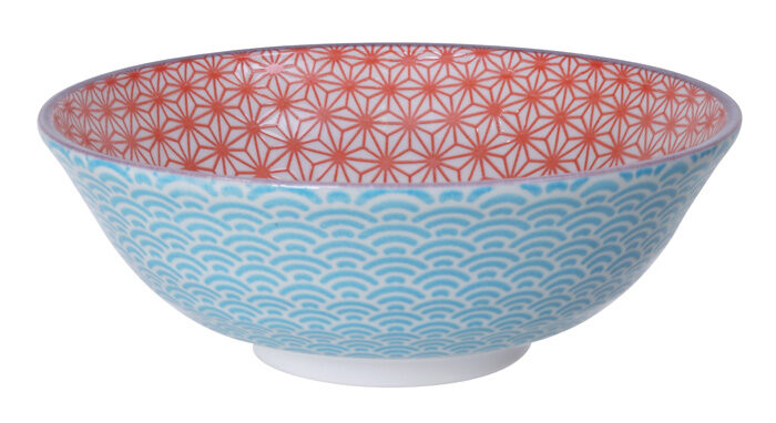 Bol Rouge / Bleu - Star Wave - 21 x 7.8 cm 1100 ml