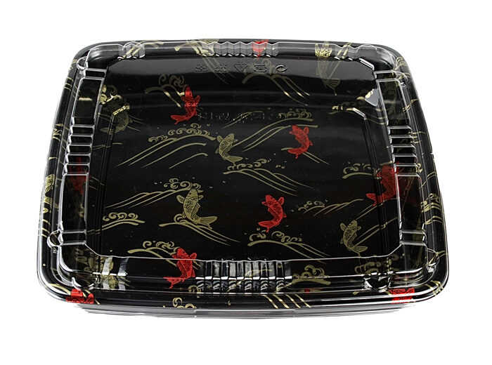 Contenant jetable en plastique noir - 31,8 x 31,8 x 4,6 cm (embalado por 10)