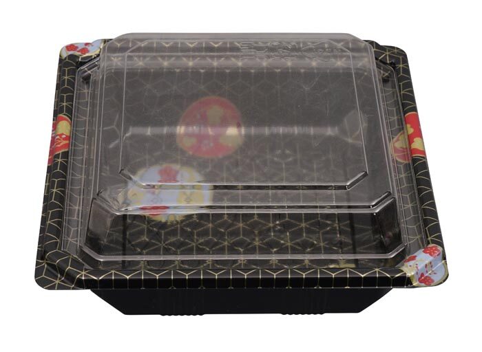 Contenant jetable en plastique noir - 12,6 x 12,6 x 3,3 cm (emballé par 50)
