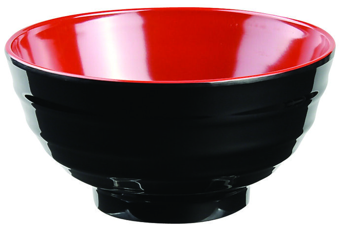 Bol noir / rouge - mélamine - 16,5 x 8,5 cm