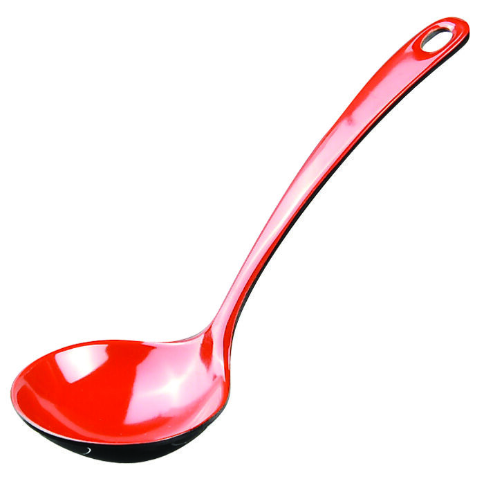 Cuillère à dessert noire / rouge - mélamine - 17,5 x 6,5 cm