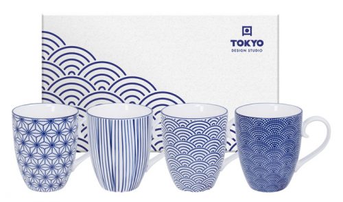 Tokyo Design Studio - Nippon Blue - Ensemble de tasses - 8.5x10.2cm 380ml - 4pcs