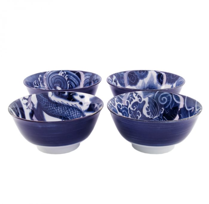 Tokyo Design Studio - Japonism - Bols Tayo - Lot de 4 - 500 ml - Bleu - 14.7x6.9cm – Image 2