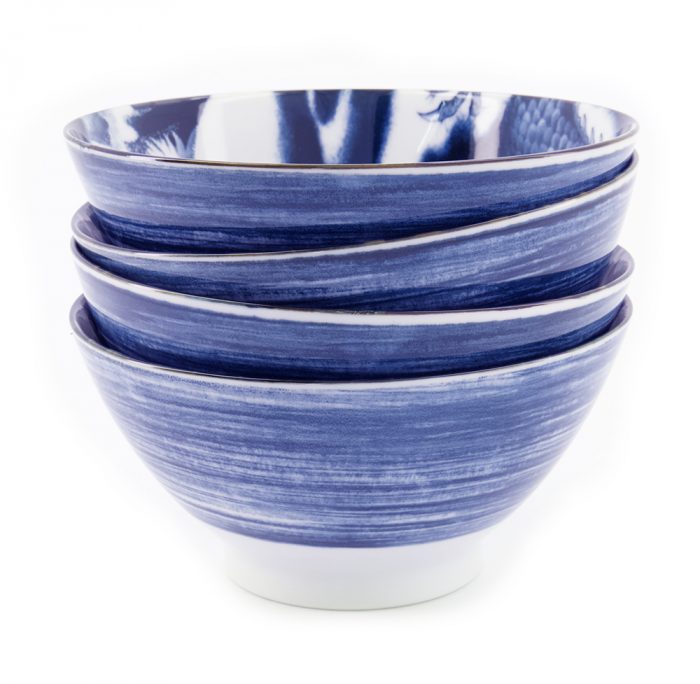 Tokyo Design Studio - Japonism - Bols à ramen - Lot de 4 - 1000ml - Bleu - 17.8x8.8cm – Image 2