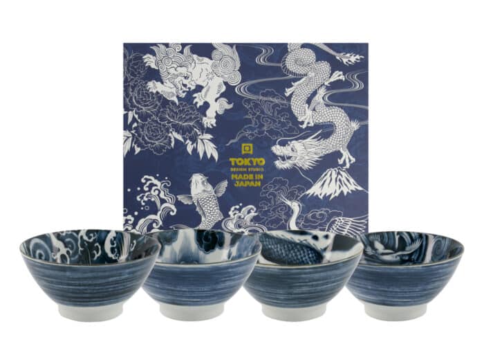 Tokyo Design Studio - Japonism - Bols à ramen - Lot de 4 - 1000ml - Noir - 17.8x8.8cm