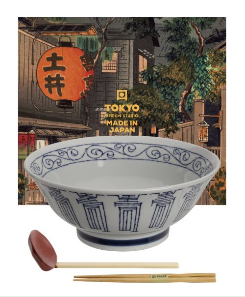 Tokyo Design Studio - Kotobuki - Ramenkom Set - 3-delig - Blauw/Wit - 1000ml