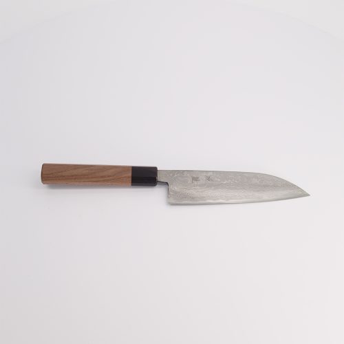 Ishizuchi Mes - Blue2 - Damascus Polished Santoku - 16.5cm